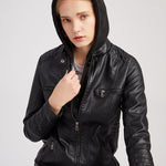 Removable Hooded PU Faux Leather Jackets Coats