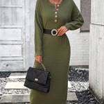 Sweater Maxi Dress Long Sleeve Button V Neck Knitted Dresses Oversized Loose Fashion Streetwear