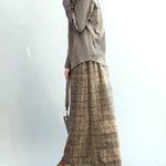 Vintage Loose Wide Leg Checkered Elastic Waist Pants