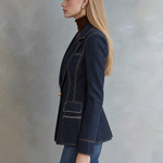 Dark Indigo Contrast Stitch Denim Blazer