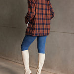 Vintage 70s Orange and Black Plaid Plush Jacket