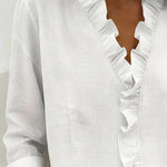 Cayla | Elegant V-neck Ruffles Blouse