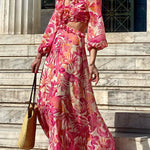 Make Me Blush Floral Ruffle Side Cutout Waist Maxi Dress