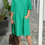 New Women's Cotton linen casual dress