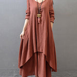 Loose Boho Cotton Maxi Kaftan Dress Layer Casual Long Tunic Dress
