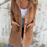 Justina | Long Sleeve Button Coat with Pockets