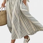 Crisanta | Comfortable blouse and striped midi skirt