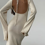Nadorine Elegant Fungus-trimmed Backless Strappy Dress for Women Casual Summer Vacation 2026