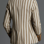Bohemian Striped Cotton Blazer With Printed Lapels