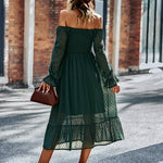 Nadorine Women's Bell Sleeve Shirred Bodice Ditsy Dress