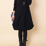 A-line Long Sleeves Pleated Solid Color Round-neck Dresses Maxi Dresses