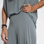 Nadorine Casual Two Pieces Set Short Sleeve V neck Tops and Wide Leg Long Pants