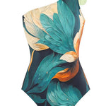 Margovil Bow One Shoulder One-piece Swimsuit Ruffle Cover Up Skirt Printed Set