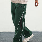 KZZ Men's Letter Patchwork Side Stripe Drawstring Waist Pants