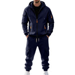 KZZ Men's Winter Fleece-Lined Hoodie & Drawstring Pants Set
