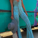 Margovil Lace Up Bell Bottoms Tie Dye Cami Jumpsuit