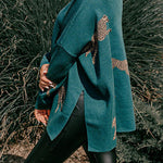 Margovil High Neck Side Slit Cheetah Pattern Sweater