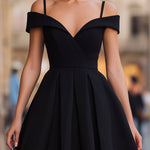 Black Off-the-Shoulder Fit-and-Flare Mini Dress