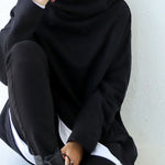 Urban Black&Gray High-Neck Long Sleeve Oversize T-Shirt