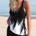 Gradient Print Tummy Control Tankini Sets Boyshort Two Piece Swimsuits