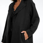 Nadorine Casual Slim Fit Long Blazers Collar Open Front Jacket with Pockets