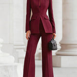 Long Sleeves Buttoned Pockets Solid Color Stand Collar Blazer Outerwear