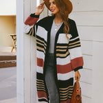 Striped Pattern Longline Cardigan