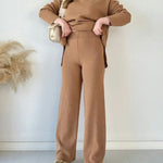 Women's Two Piece Sets Casual Loose Knitted Long Sleeve Sweater + Wide Leg Pants