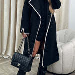 Double-sided simple thickened and extended hand-crocheted double-sided woolen coat