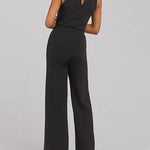 Nadorine Women's Adjustable Belt Overalls Rompers Sleeveless Wide Leg Jumpsuit