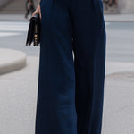 Sophisticated Navy Halter Neck Wide-Leg Jumpsuit