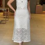 Libby Crochet Knit Oversized Flower Design Halter Texture Maxi Dress