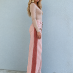 Vintage Military Pink High Waist Button Fly Fringe Hem Wide Leg Jeans