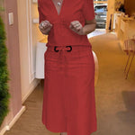 High Waisted Loose Split-Front Split-Joint Tied Waist Skirts