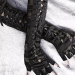 Lace Up Long Fingerless Gloves