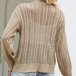 Rib Knit Button Front Cardigan with Pockets