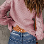 V Neck Long Sleeve Button Down Ribbed Sweatshirts Cardigan
