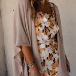 Textured Lace Trim Open Front Kimono Cardigan