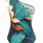 Margovil Bow One Shoulder One-piece Swimsuit Ruffle Cover Up Skirt Printed Set