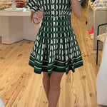Short Sleeves Button Up Geometric Print Mini Dress