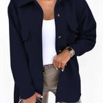 Solid color shirt and loose woolen coat