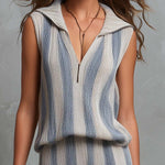 Boho Elegant Striped Knitted Two-Piece Set