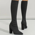 Lucía | WOMEN'S KNITTED SOCK BOOTS WITH BLOCK HEEL