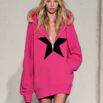 Chic And Elegant Casual Color-block Star-print Sweatshirt Mini Dress