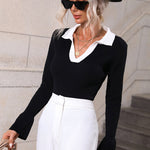 Nadorine Bell Sleeve Lapel Sweater