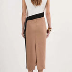 Workwear Day Colourblock Tailored Pencil Slit Stretch Midi Dress