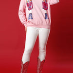 Christmas Guards Sequined Round Neck Casual Loose Sweatshirt