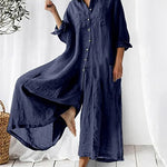 Loose Stand Collar Long Cropped Sleeve Jumpsuit