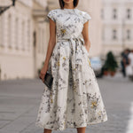 Floral Tie Waist Midi Dress