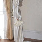 Pearl Eden Satin Back Open Cowl Neck Gown Maxi Dress